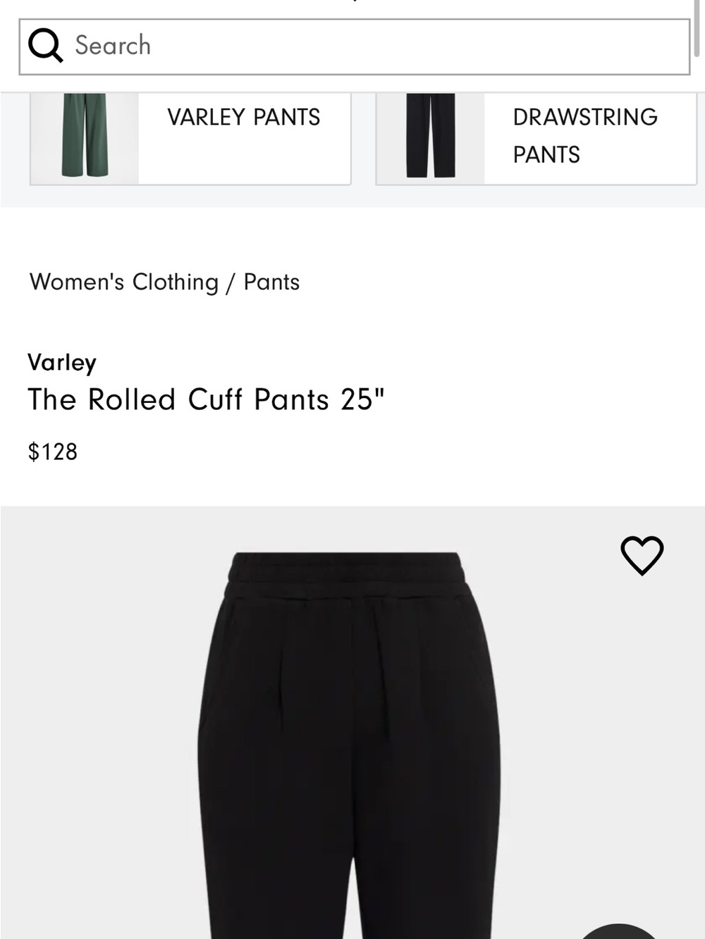 Varley The Rolled Cuff Pants 25" - Black, size xxs